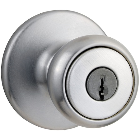 Security Series Tylo Single Cylinder Keyed Entry Door Knobset Satin Chrome